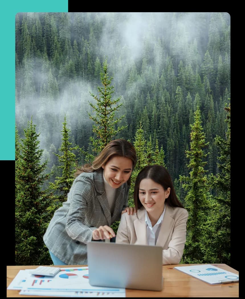Two people working together to create a new strategy