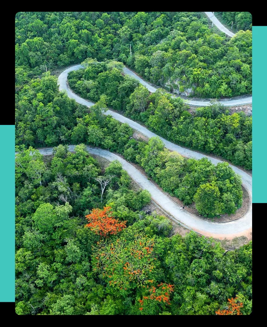 A winding road representing a sustainability roadmap